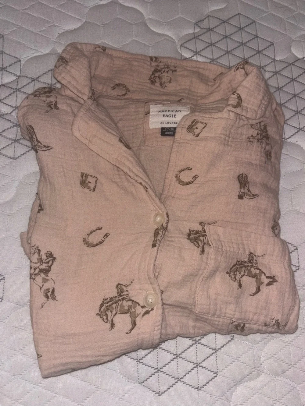 Women’s Pink Short Pajama Set with Western Motif
